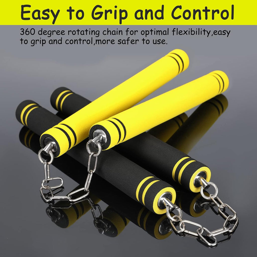 Nunchucks Safe Foam Rubber Training Nunchucks Nunchakus with Steel Chain for Kids Adults & Beginners Practice and