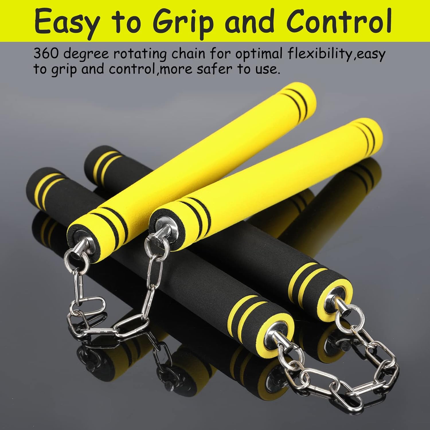 Nunchucks Safe Foam Rubber Training Nunchucks Nunchakus with Steel Chain for Kids Adults & Beginners Practice and