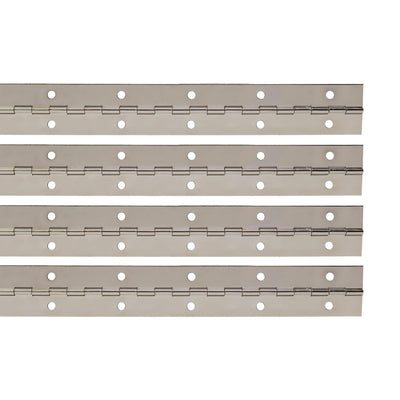 1-1/2in Wide x .040 Thick x 18in Steel Nickel Plated Piano Hinge with Steel Pin - Continuous Cabinet Hinge - Pack of 4