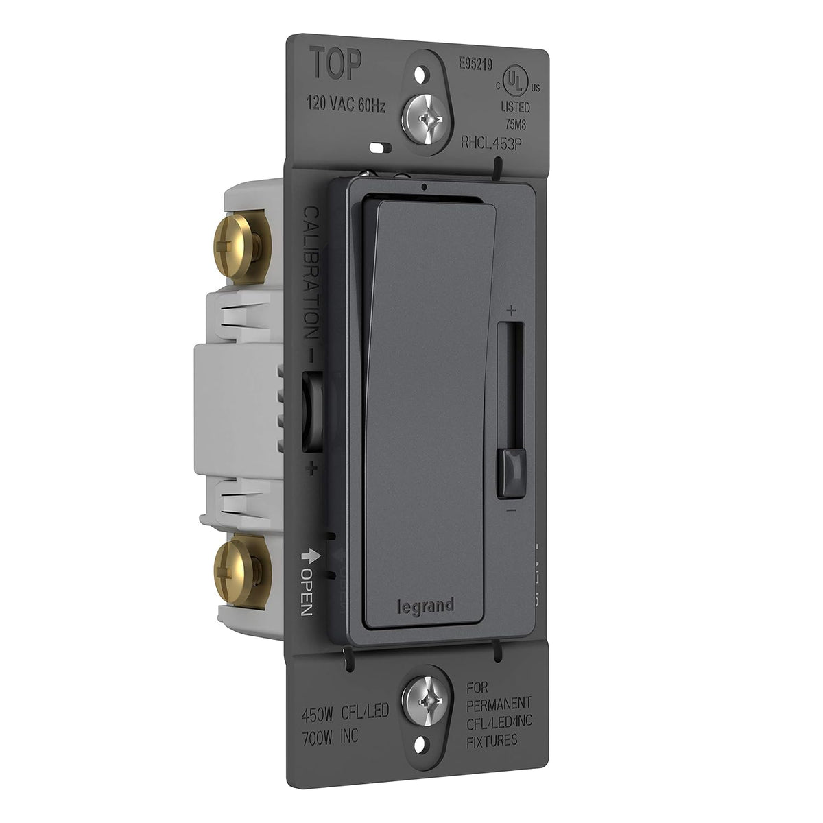 Legrand Radiant 450W LED Dimmer Light Switch 3-Way Rocker Graphite 1-Pack