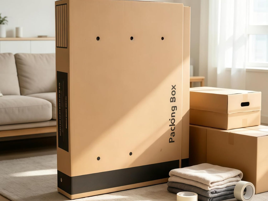 TV Moving Box Adjustable 29-58x6x37 in with Bubble Roll Foam Corners