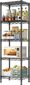 5-Tier Narrow Storage Shelves for Small Spaces – 15.8" W Metal Shelving Unit, Adjustable Wire Shelf, Freestanding