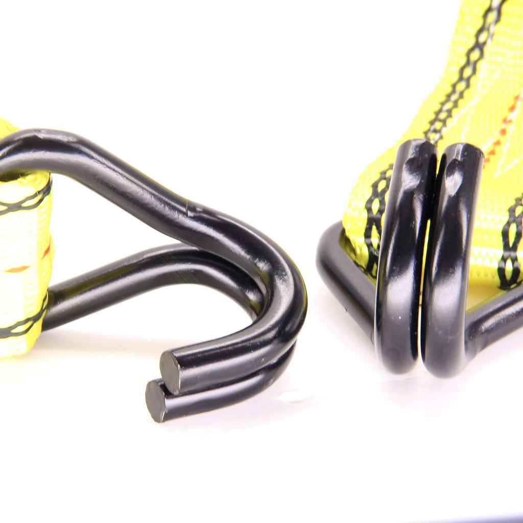 (R) 4PC 1-1/2" x 15 ft Heavy Duty Ratchet Cargo Tie Down Straps 3000lbs Dual J-Hooks (Yellow)