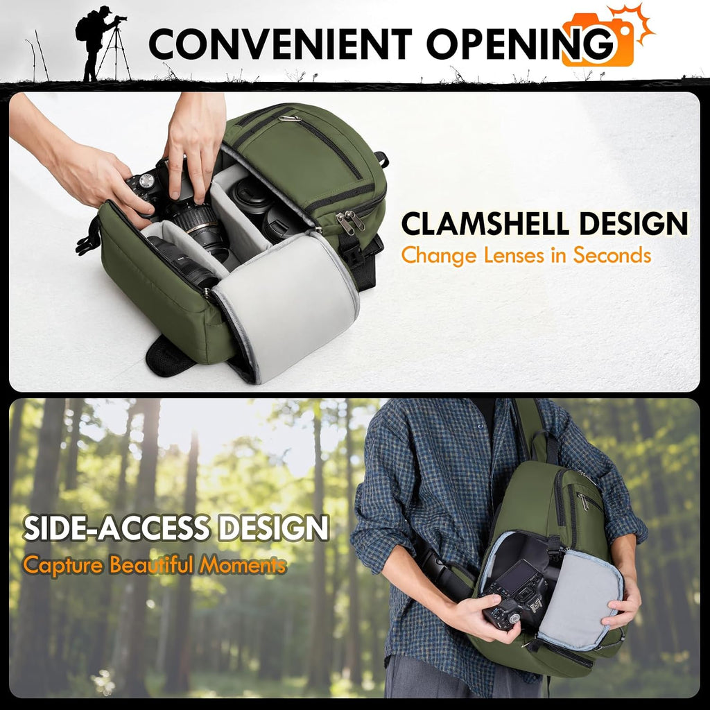 Camera Sling Bag, Small Dslr/Mirrorless Camera Bag & Case | Waterproof Camera Bags for Photographers, with Removable