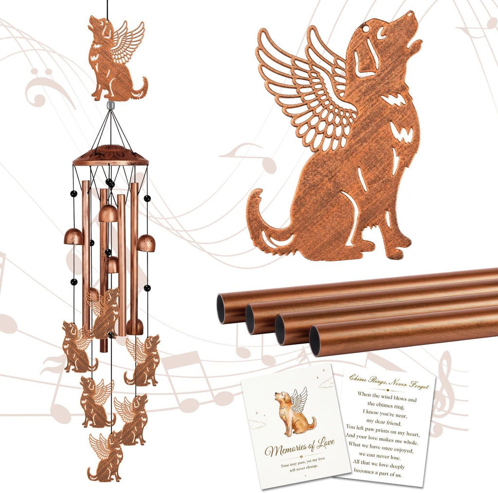 Pet Memorial Wind Chimes, Pet Bereavement Gift for Loss of Pet, Remembrance Sympathy Keepsake, 36" Wind Chime Outdoor