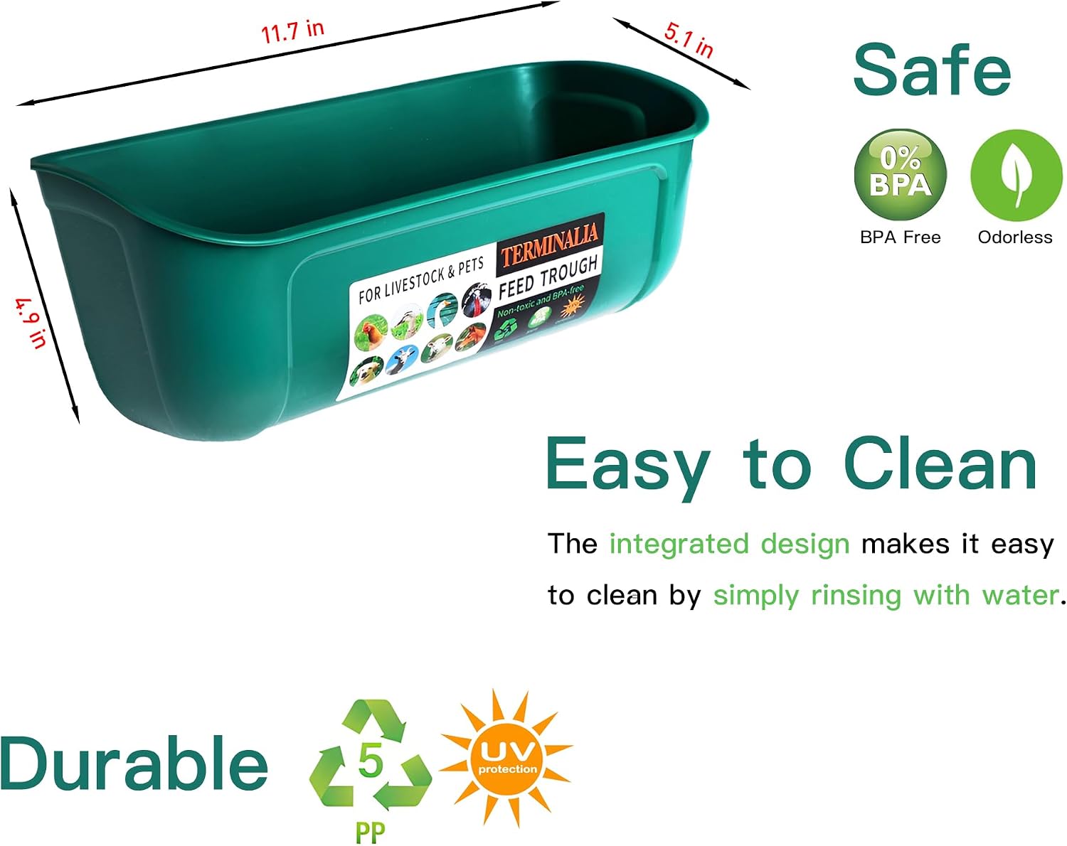 Hanging Chicken Feeder Duck Waterer, 2.6 Quart Medium Capacity, No Spill Poultry Feeder Waterer for Backyard Chicken