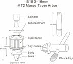Earl Diamond Super Heavy Duty 5/8-Inch Drill Chuck with #2 Morse Taper Arbor & Chuck Key (5/8" MT2)