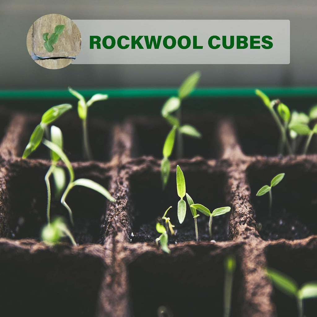 MI0512 1.5” Rockwool Starter Plugs for Hydroponics, Rockwool Grow Cubes, 1 Sheets of 28 Plugs (Small)