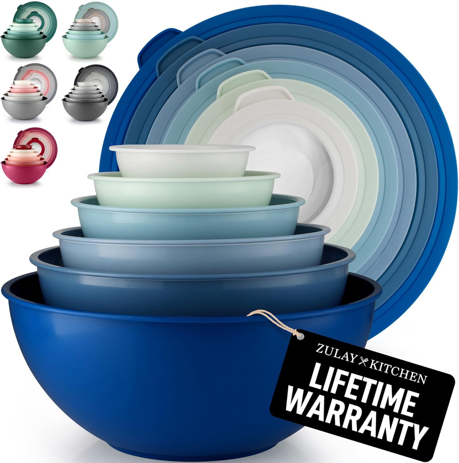 12 Piece Plastic Mixing Bowls with Lids Set - Leak-Proof Microwave & Freezer Safe Stackable Mixing Bowl Set for
