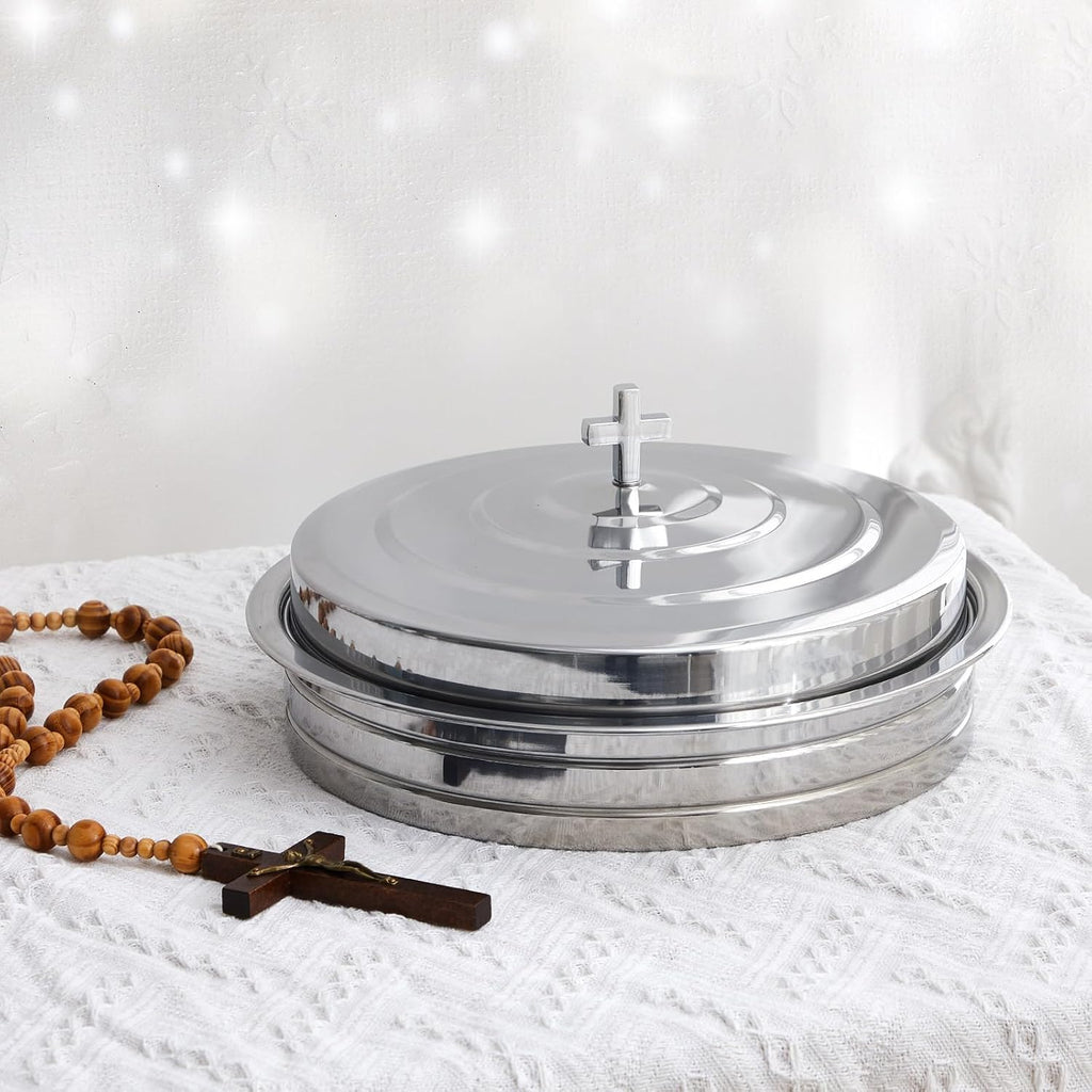 1 Set Holy Communion Trays for Churches with Lid, Churches Cup Fillers, 100 Disposable Communion Cups (Silver)