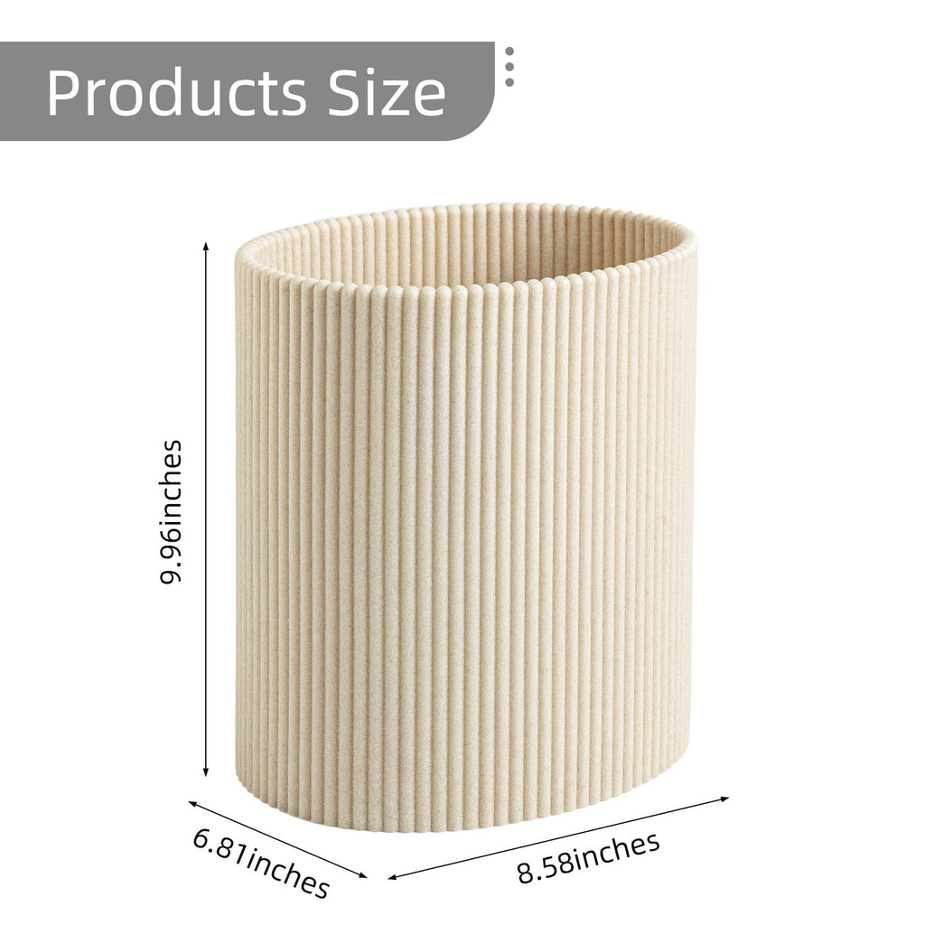 Small Bathroom Trash Can, Beige & Thick Lines, 1.6 Gallon