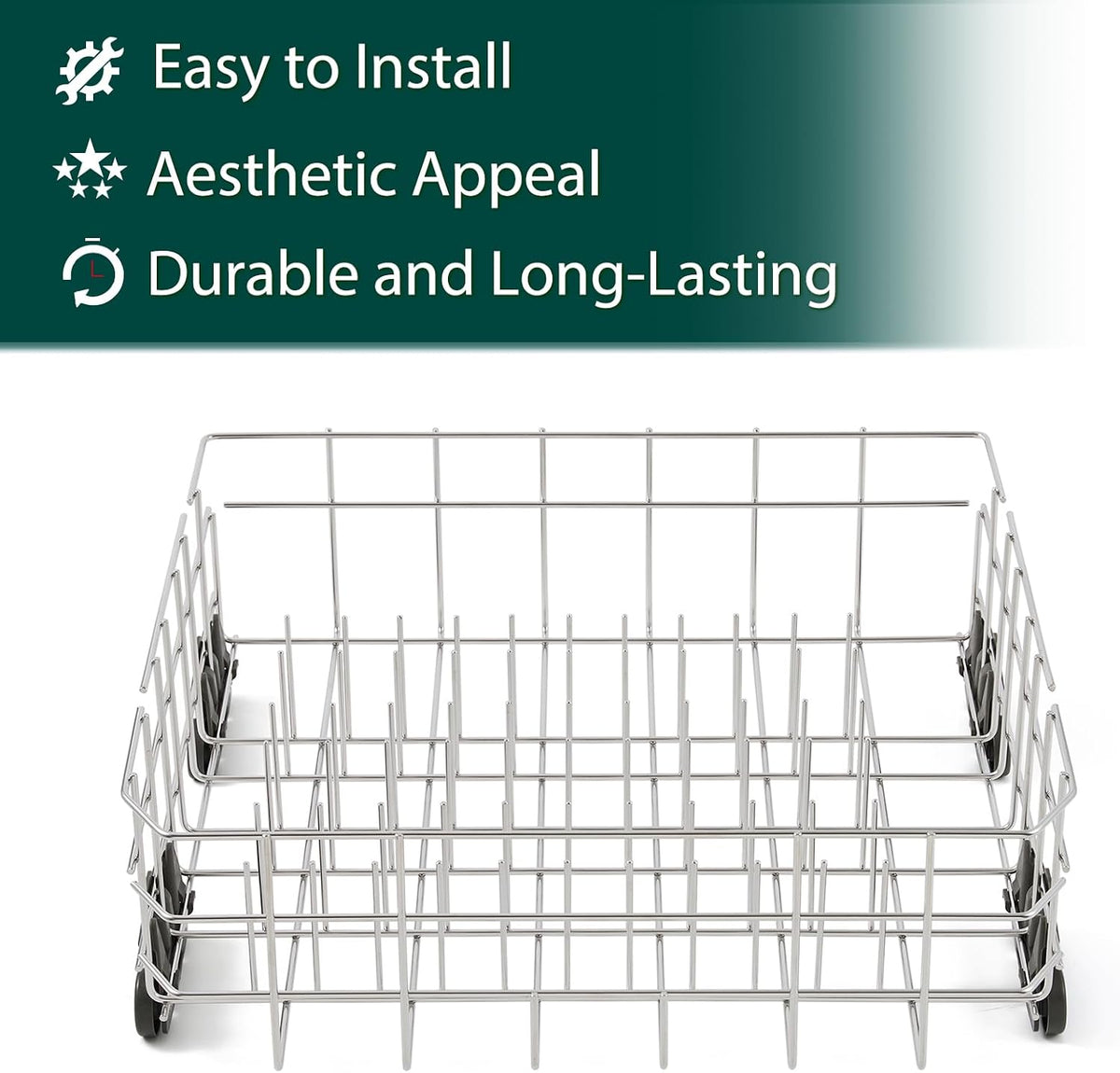 Stainless Steel W10728159 W10525646 Dishwasher Lower Rack Replacement Parts for Maytag Kitchenaid Lower Dish Rack 22’’D x 20.8’’W Kenmore Whirlpool W10780925 W10082825 Dishwasher Bottom Basket 1 Pack
