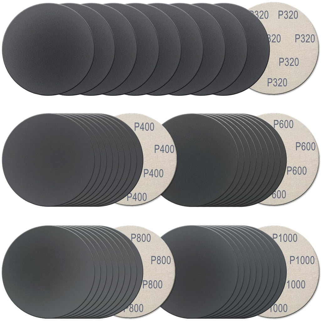 50Pcs 5 Inch Hook and Loop Sanding Discs, Wet Dry Sandpaper Assortment