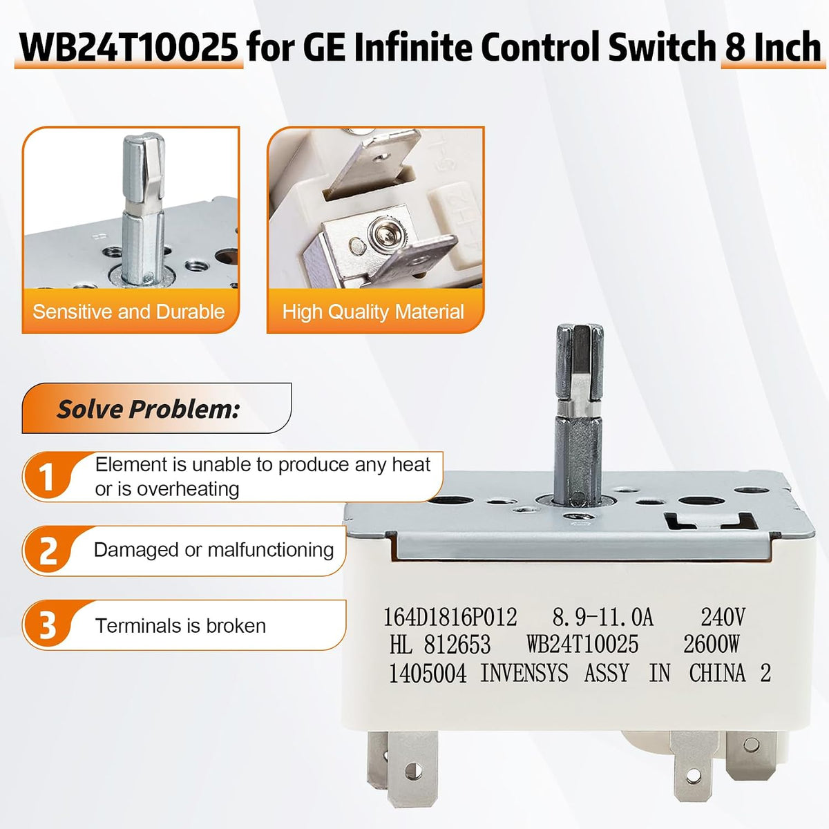 WB24T10025 Surface Burner Range Infinite Control Switch (8 Inch)