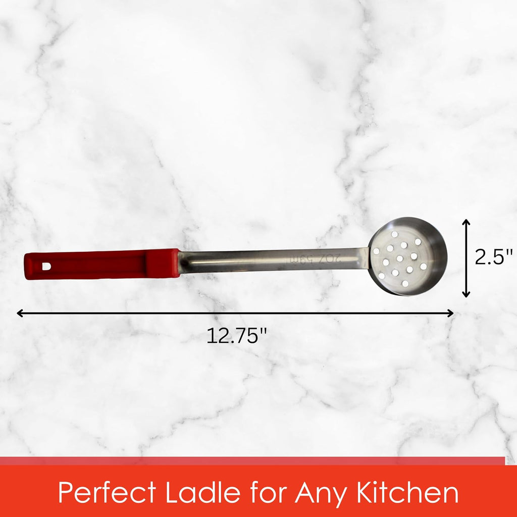 2 oz Slotted Stainless Steel Portion Control Ladle Spoodle - [Pack of 2] | Commercial-Grade Spoodle for Portioning
