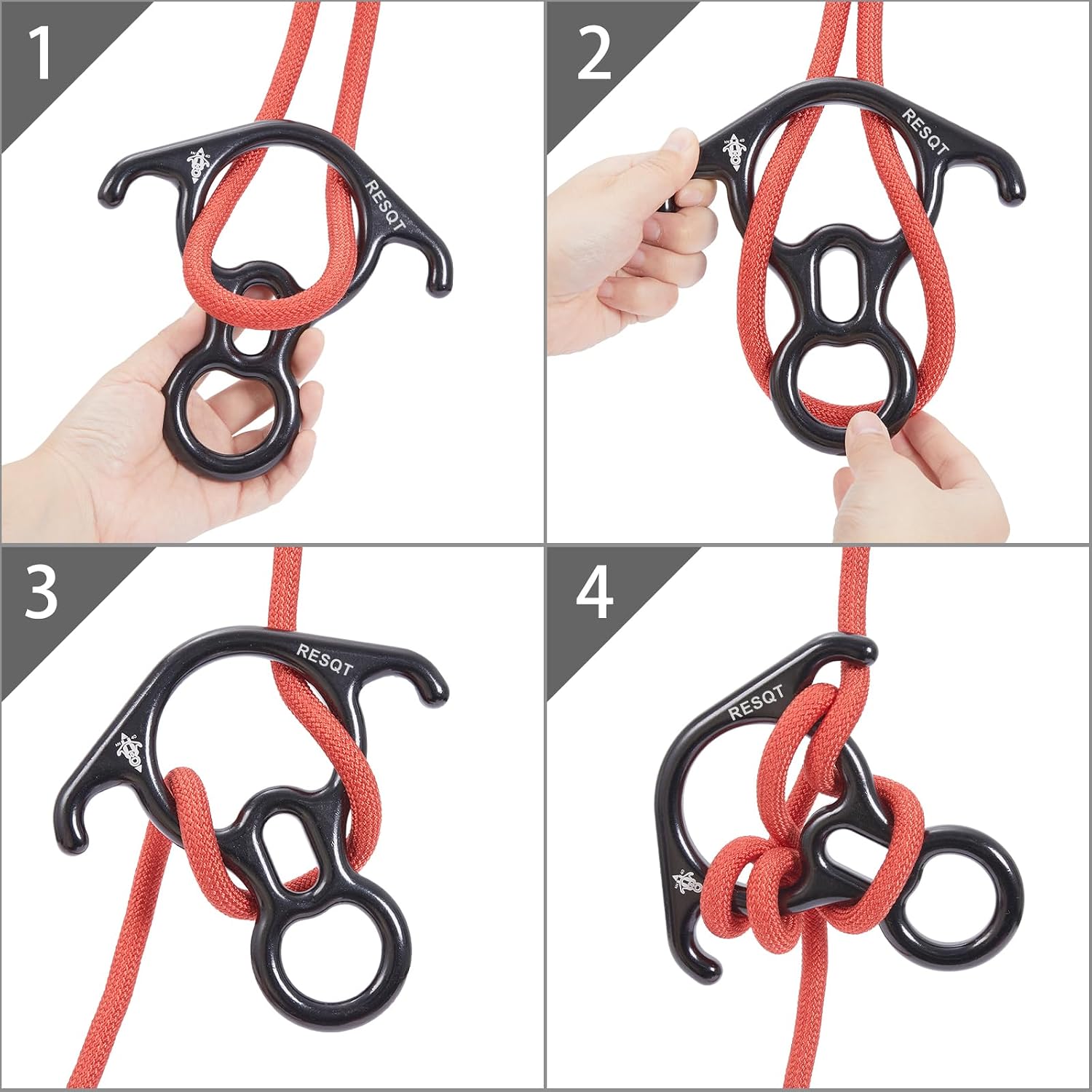 40KN Rescue Figure 8 Descender, Large Bent-Ear Belaying and Rappelling Gear Belay Device for Rock Climbing Peak