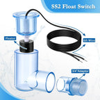 SS2 AC Float Switch L Shape Water Level Accessory with 3/4" Adaptor,10 Pack
