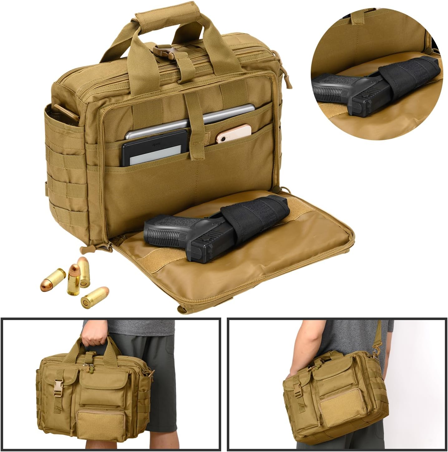 Tactical Messenger Bag,14inch/15.6inch/17.3inch Briefcase for Man Military Laptop Bag, Flight Work Bags for Pilots