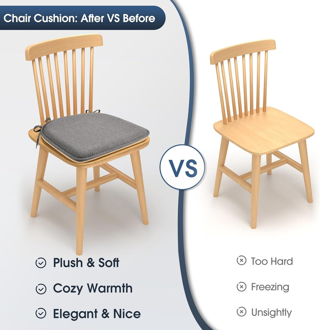 Chair Cushions, 4 Pack Memory Foam Chair Pads, Grey