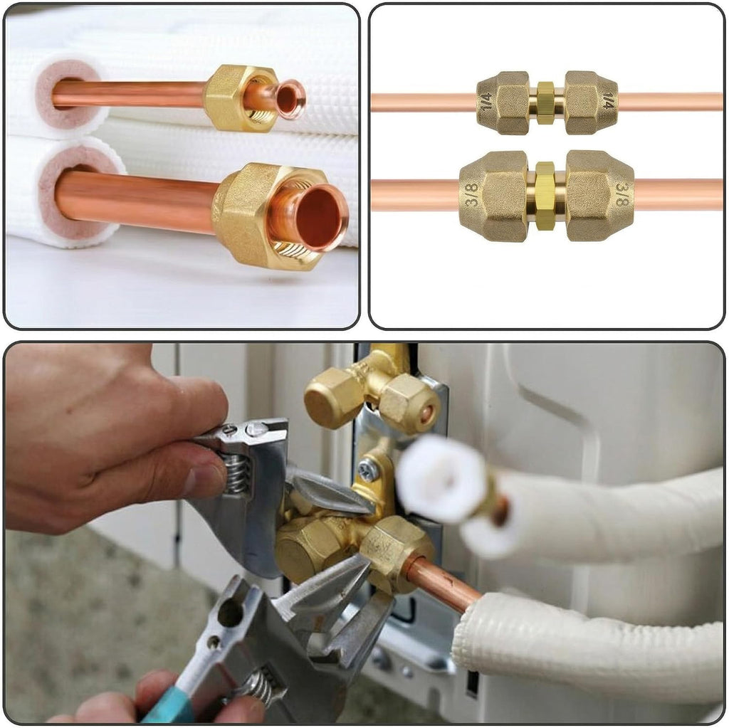 3/8-Inch Brass Flare Nut, 5-Pack for Air Conditioning Copper Tubing