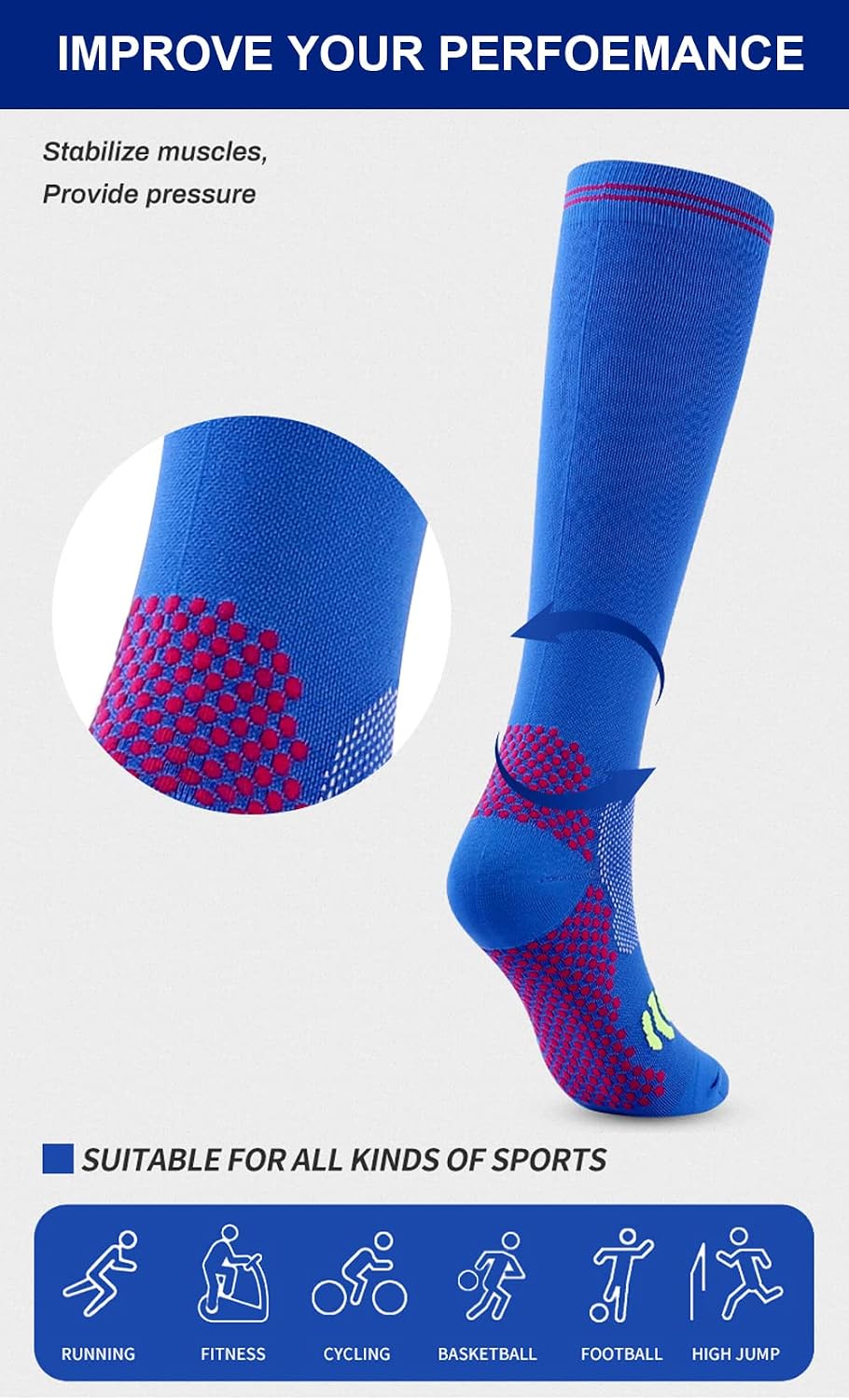 3 Pairs Compression Socks for Women 20-30 mmhg Knee High, Womens Compression Socks Compression Stockings for Women