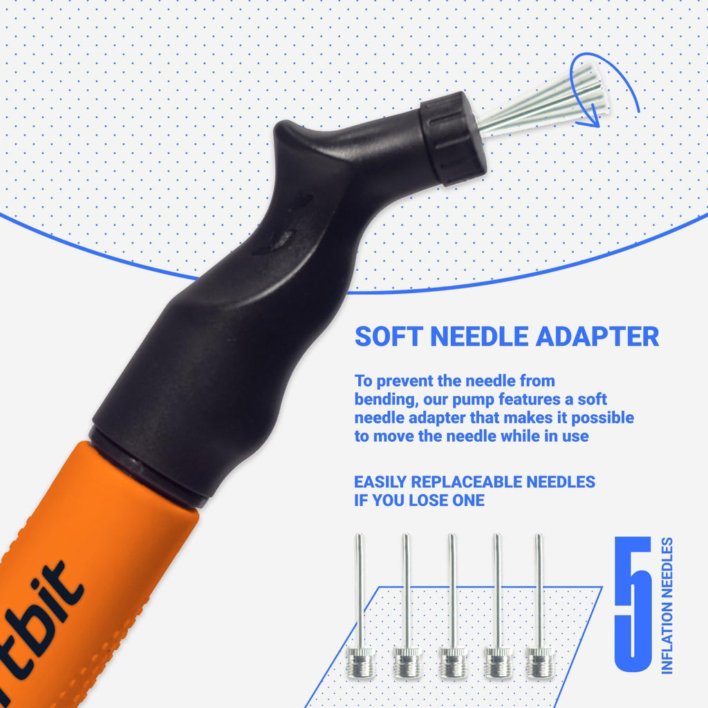 Ball Pump for Sports Balls - Push & Pull Inflating System - Hand Pump for Exercise Balls - Volleyball Pump