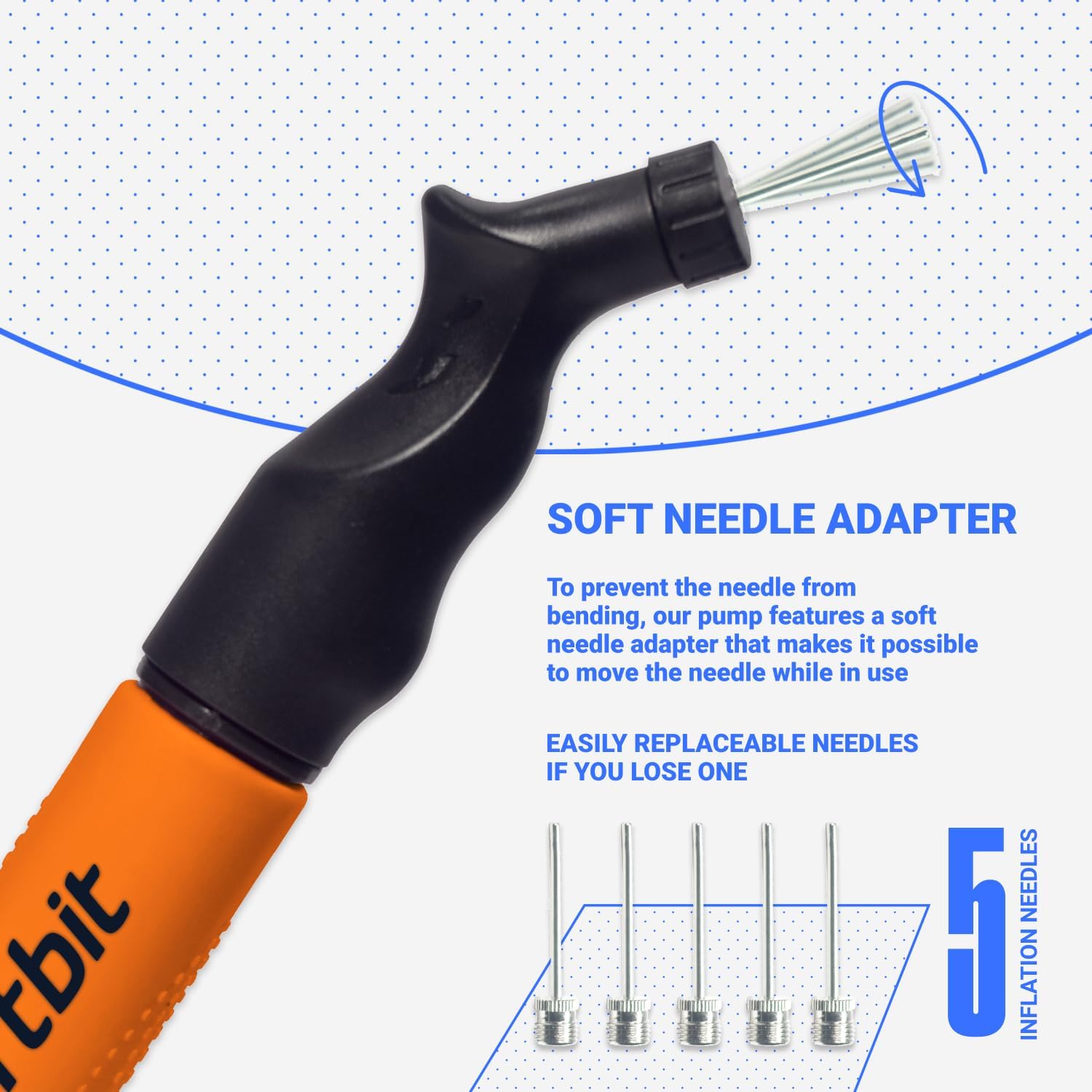 Ball Pump for Sports Balls - Push & Pull Inflating System - Hand Pump for Exercise Balls - Volleyball Pump
