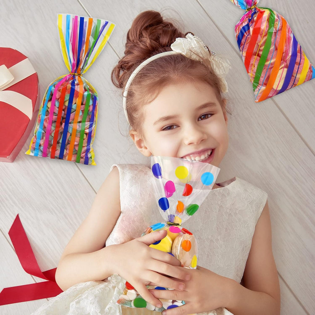 Rainbow Cellophane Bags 100 Pack 10.6 x 5.1 Inch
