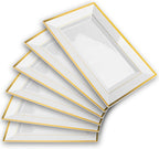 Elegant Plastic Serving Tray & Platter Set (6pk) - White & Gold Rim Disposable Serving Trays & Platters for Food