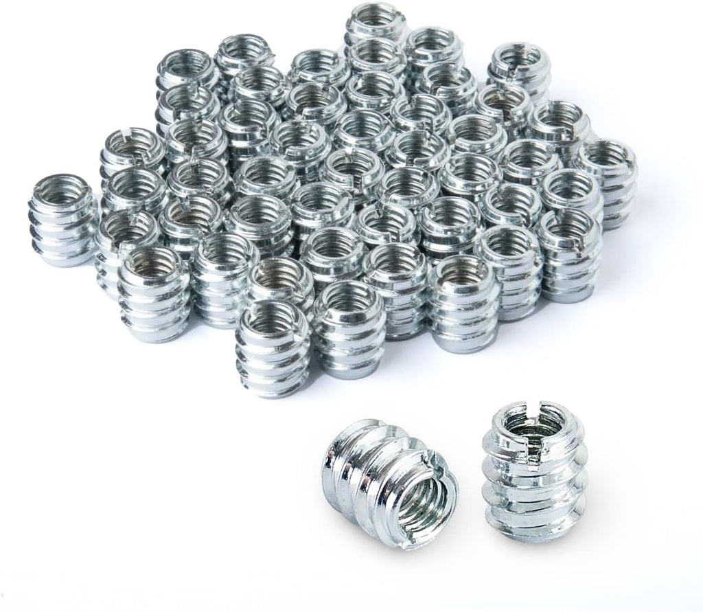 POWERTEC 50 Pcs 5/16'-18 Threaded Inserts | Nut Inserts, Screw Inserts for Hardwood, Softwood, Desk & Furniture | 13.8mm Length (QTI1003)