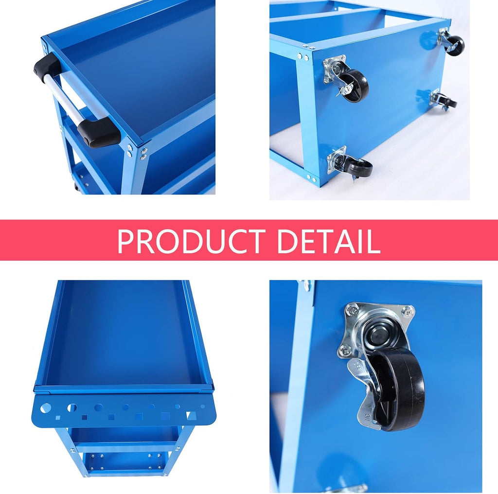 3-Tier Utility Cart,3 Shelves Rolling Carts with Brake Wheels,450lbs Load Capacity,Heavy Duty Mechanic Storage Cart