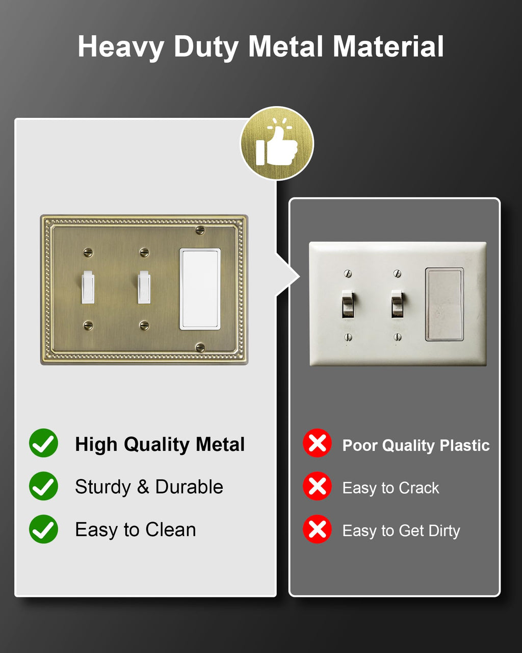 2-Pack Combo Decorator/Double Toggle Switch Cover Plate, Antique Brass