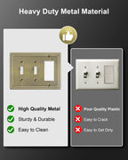 2-Pack Combo Decorator/Double Toggle Switch Cover Plate, Antique Brass