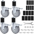 4 Inch Prep Table Caster Wheels Set, 4 Heavy Duty Expanding Stem Casters Fit 7/8", 1", 1-1/2", 1-5/8" Tube Leg with