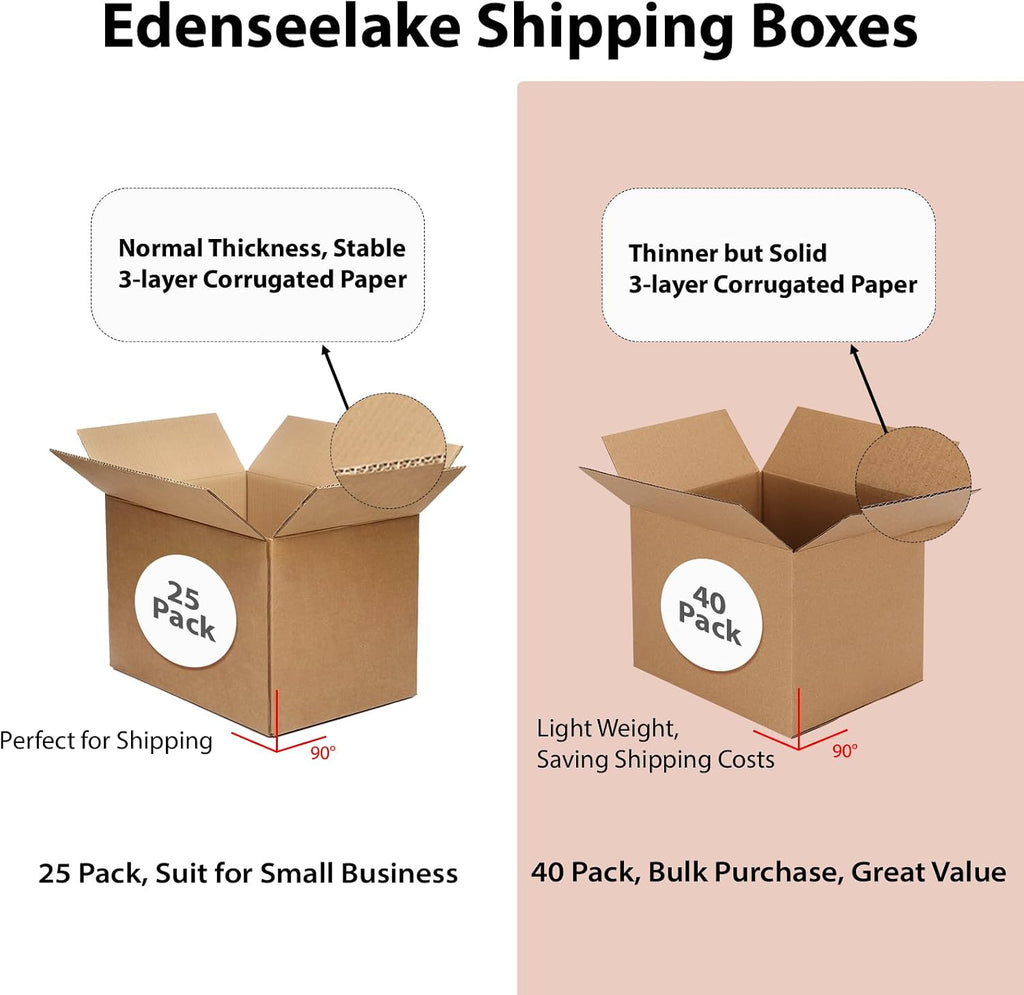 40 Pack 8x6x6 inches Shipping Boxes Corrugated Cardboard Boxes for Packing, Moving, Mailing, Brown