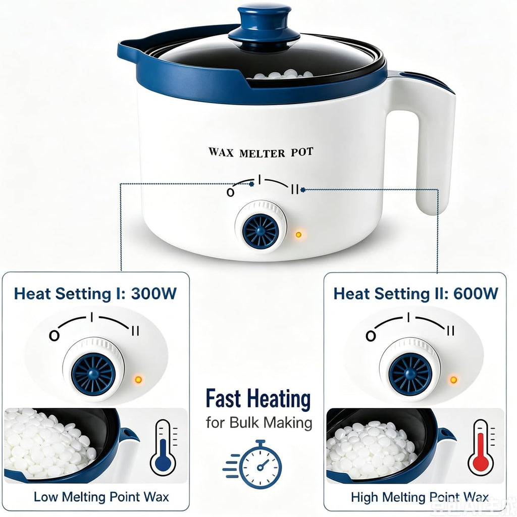 Electric Wax Melting Pot for Candle Making with Thermometer, Wicks | Wax Melter Pot with Spout, Small Candle Makers
