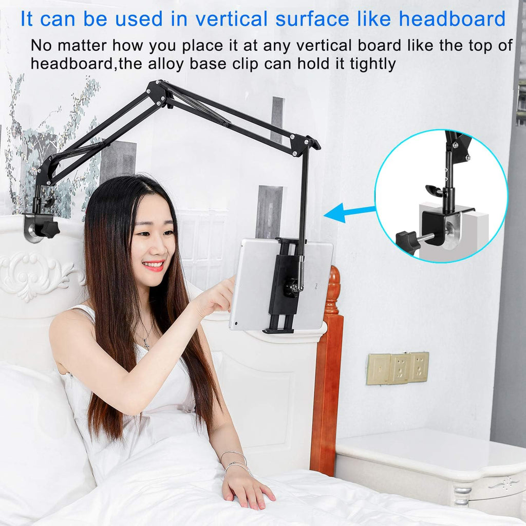 Tablet Stand Adjustable,Foldable Arm Stand for Bed,Aluminum Universal Flexible Tablet Holder with 360 Degree Rotation
