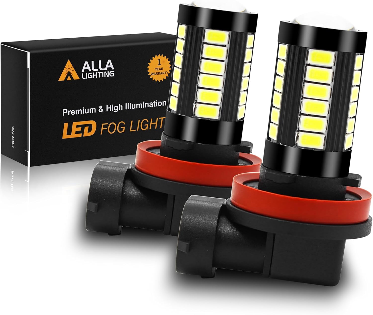 Super Bright H8 H11 LED Fog Lights Bulbs or DRL, 6000K Xenon White H16 H11LL H8LL H1155 Replacement, 2800Lms 5730