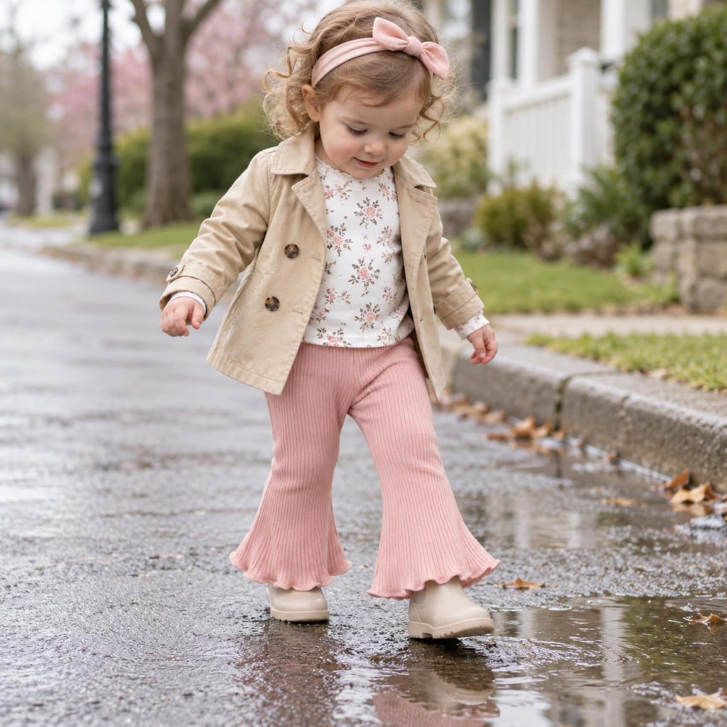 Baby Girl Flare Pants 3 Pack Ribbed Toddler Bell Bottoms 6M-3T
