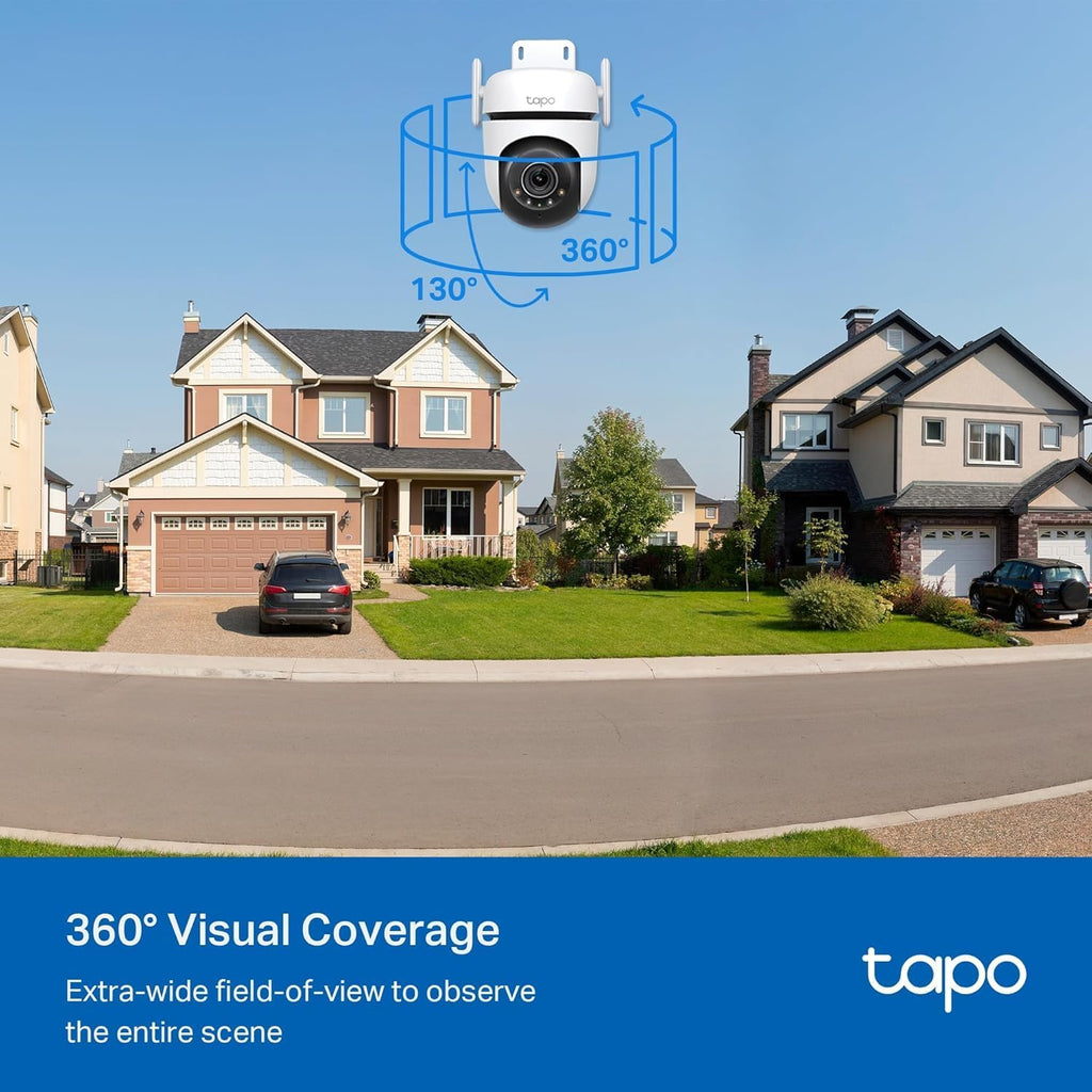 TP-Link Tapo 2K QHD Outdoor Pan/Tilt Wi-Fi Security Camera, 360° View, Motion Tracking, Color Night Vision, Free