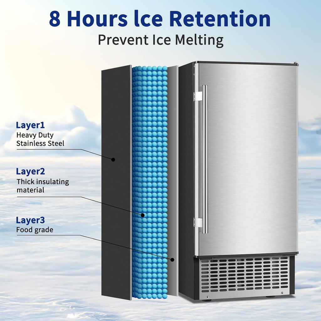 100LBS/24H Undercounter Ice Maker Machine with 30LBS Storage Bin