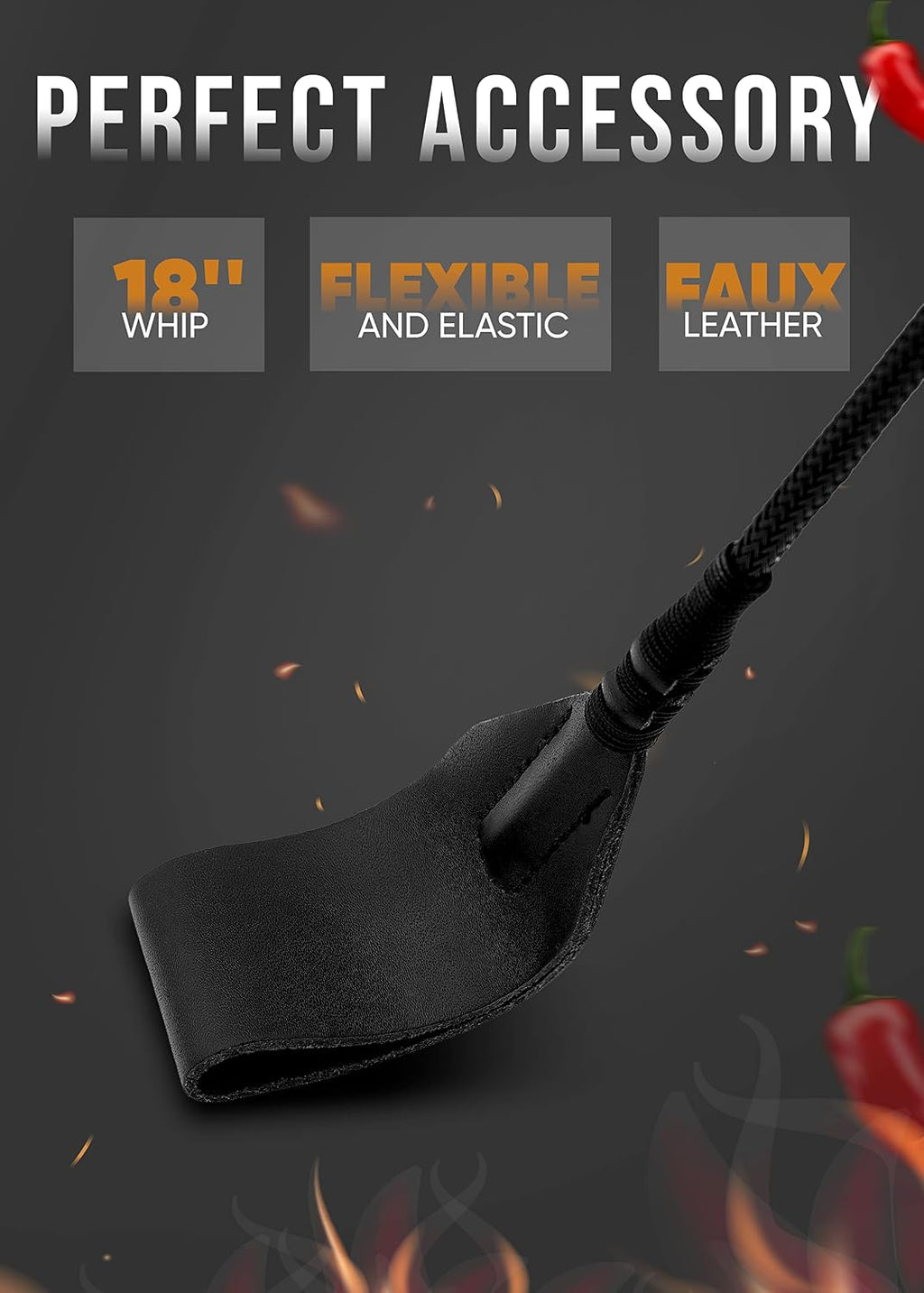 Leather Riding Crop for Adult Play, Faux Leather Riding Flogger Whip Black 18" for Play Paddle for Adults