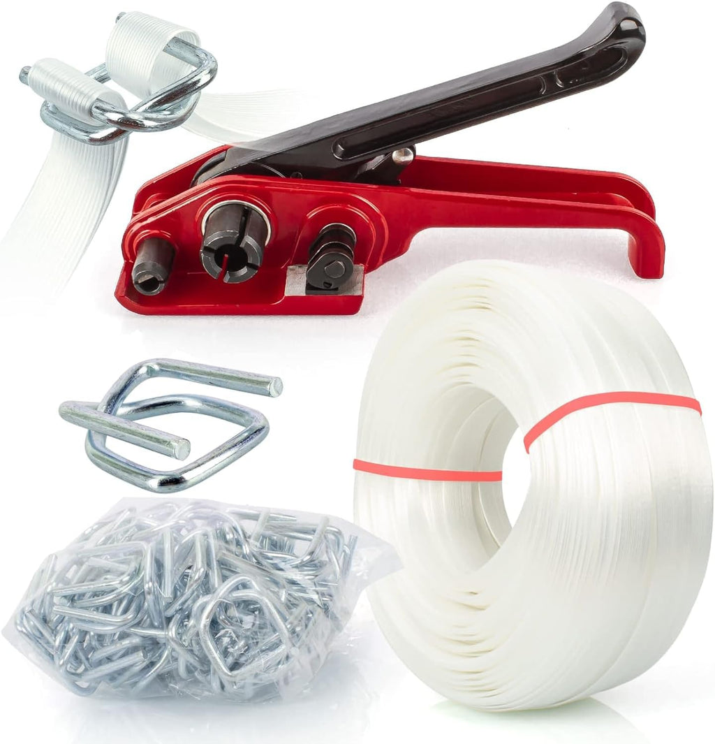 Heavy Duty Packing Strapping kit, Pallet Packing Strapping Tool, 3/4" x 320' Woven Cord Strapping Set, 2000 lbs Break