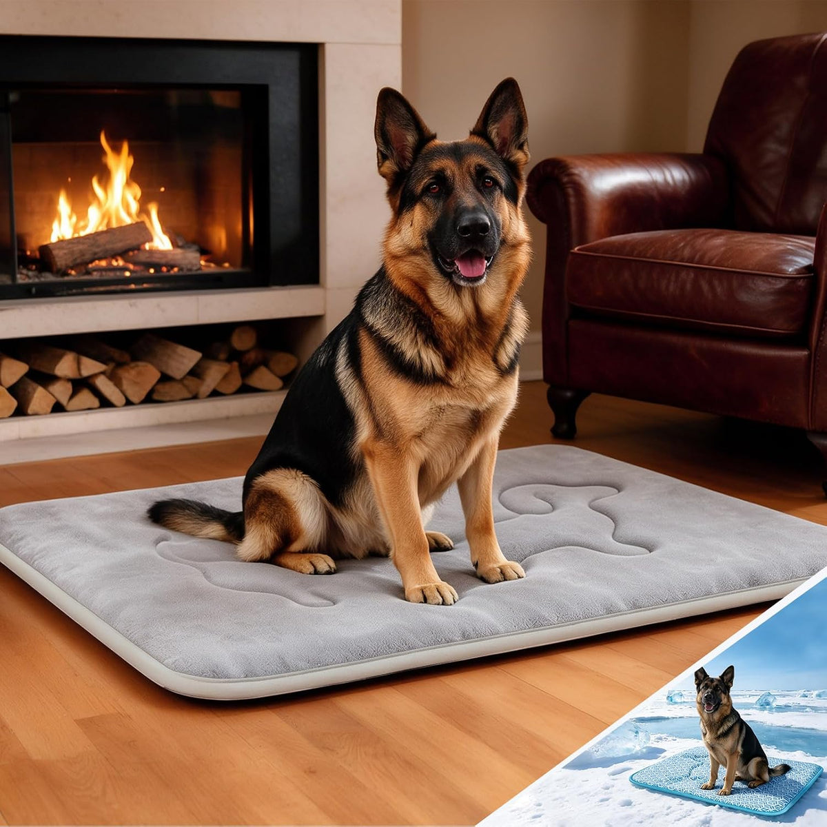 Washable Dog Crate Pad, Plush Back & Cooling Front Indoor Large XL XXL