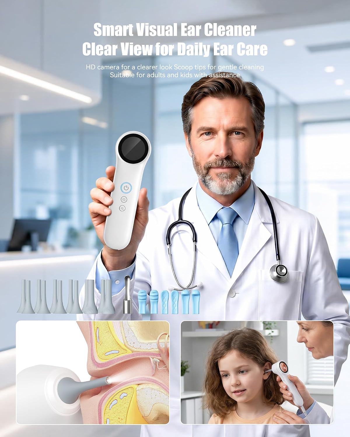 Otoscope Ear Camera with Light, Ear Wax Removal Camera for Adults Kids