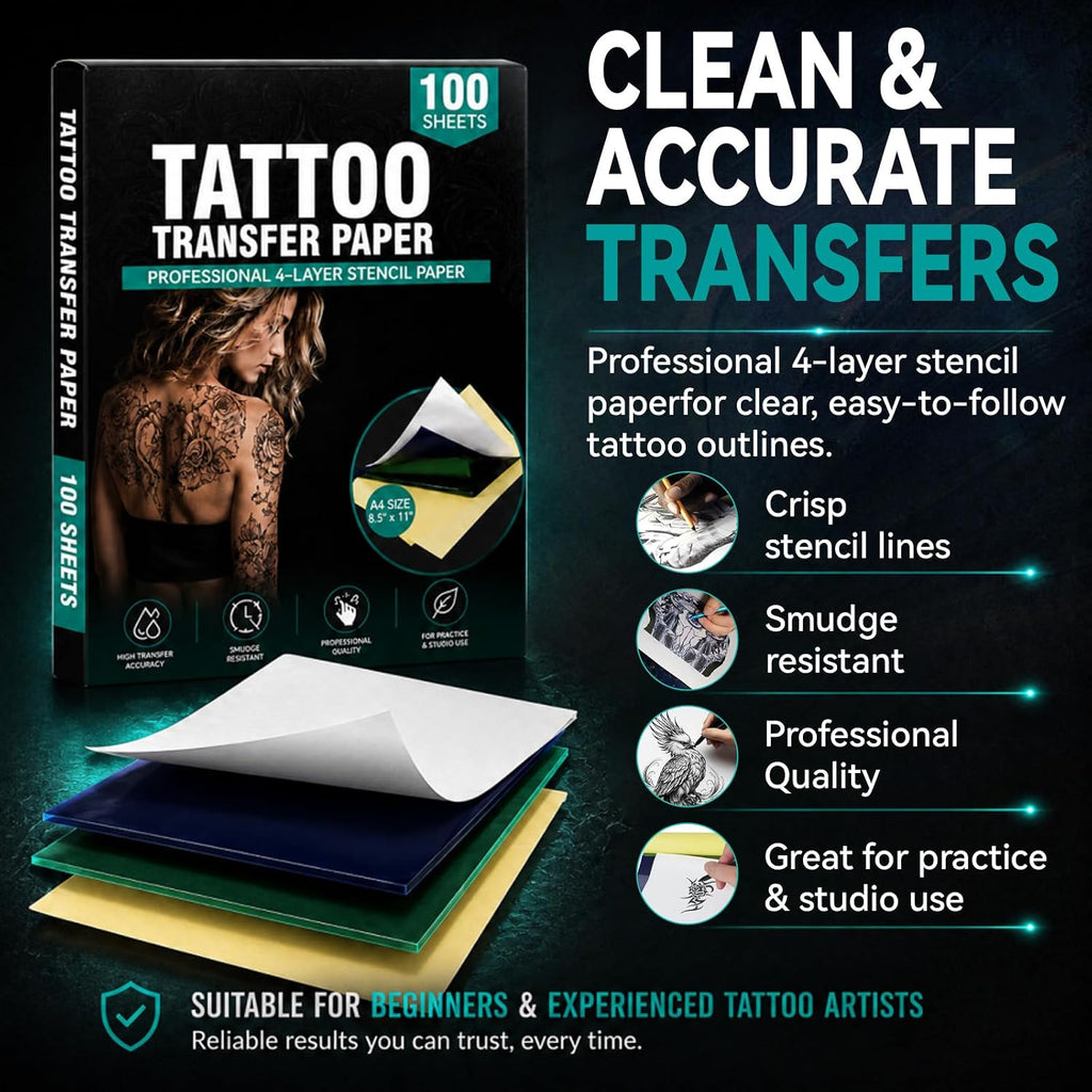 100 Sheets Tattoo Transfer Paper, Thermal Stencil Paper for Tattooing