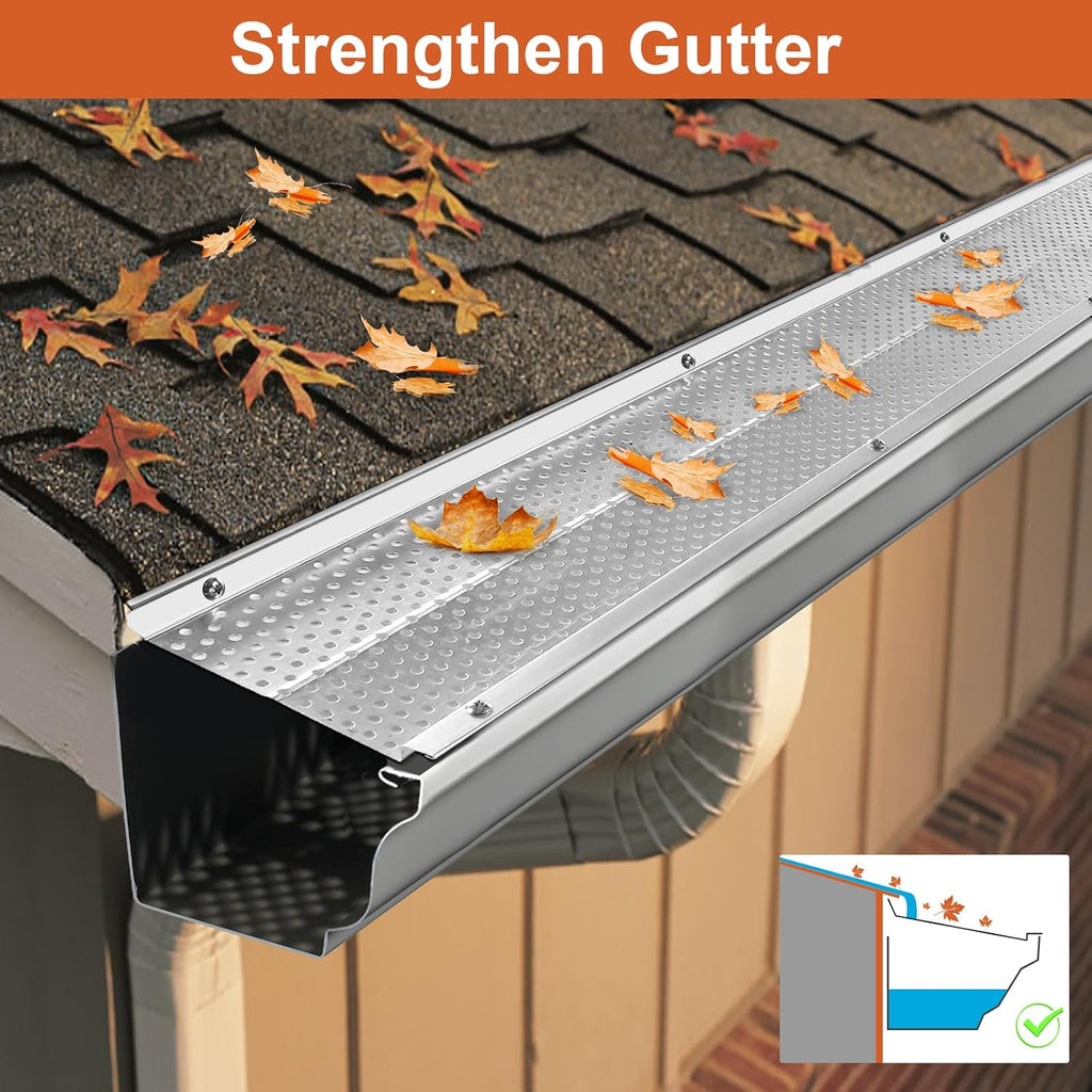 5 inch Gutter Guard, 13 Pack-52ft, Aluminum Rain Gutter Guard, DIY Leaf Filter Gutter Guard Protection Cover, Raptor