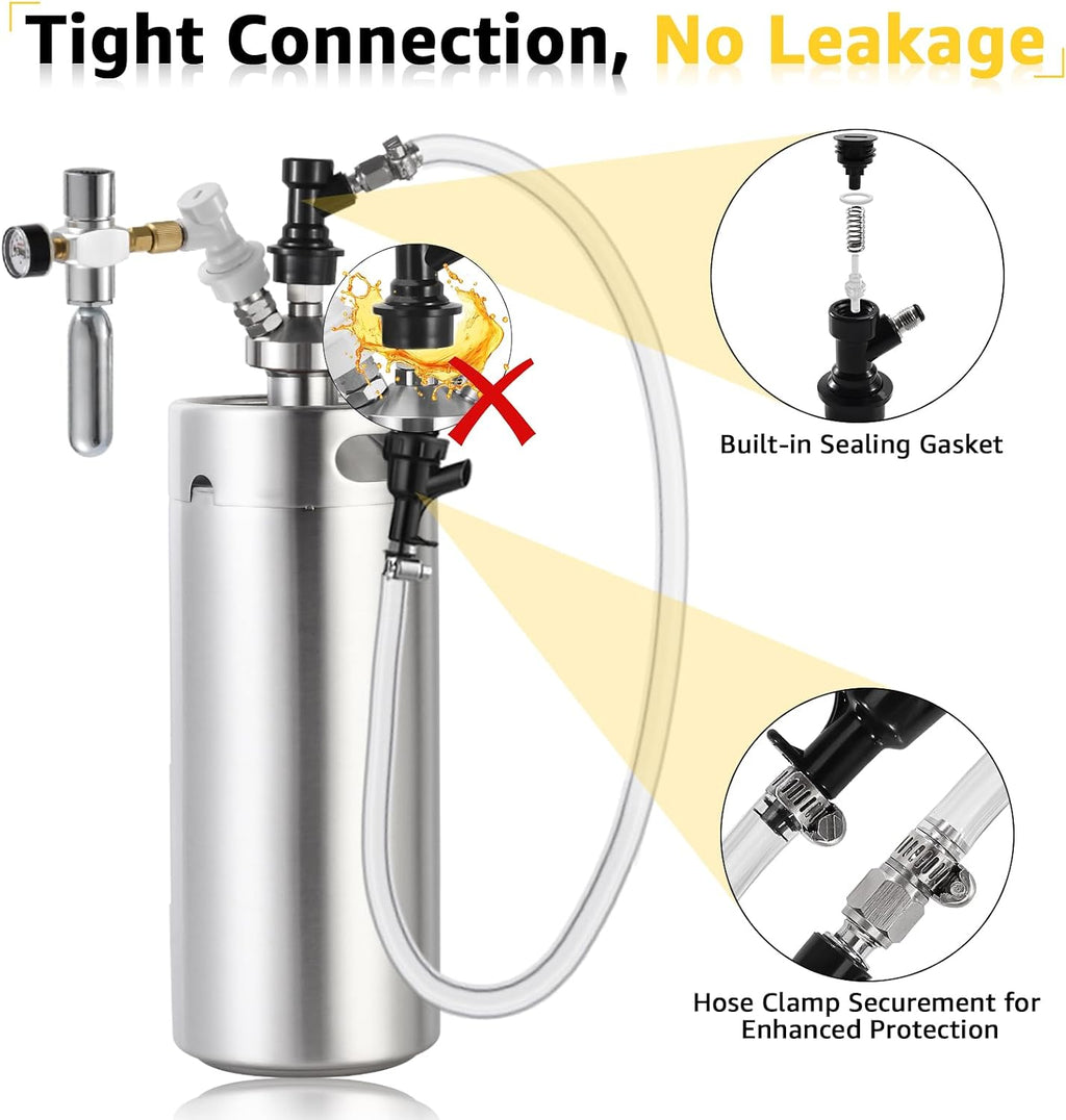 3 FT Ball Lock Beer Line Assembly for Corny Keg, Beer Dispensing Kit | 3/16", PVC Beer Line, Picnic Tap Faucet &
