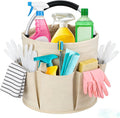 17L Foldable Cleaning Caddy with Handle - Portable Oxford Fabric Storage Bucket, Organiser for Cleaning Supplies