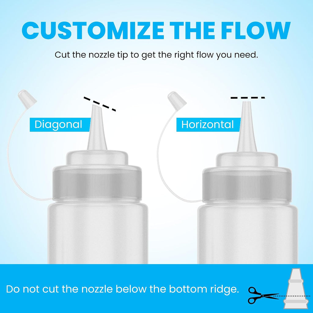 Squirt Bottles, BPA-Free Condiment Squeeze Bottles, 16oz, 6 Pack